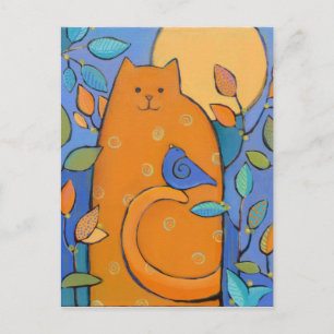 Orange Cat with Bird by Sue Davis Postkarte