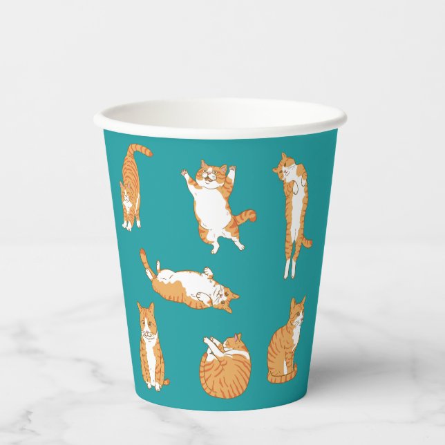 Orange Cats Funny Pappbecher (Vorderseite)