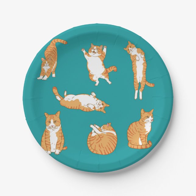 Orange Cats Funny Pappteller (Vorderseite)