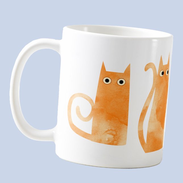 Orange Cats Kaffeetasse (Fun watercolor orange ginger cat coffee mug)