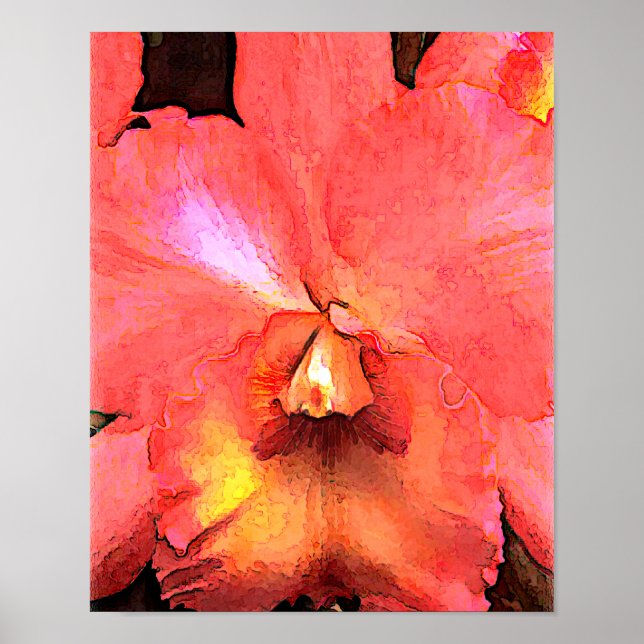 Orange Cattleya Orchid Poster (Vorne)