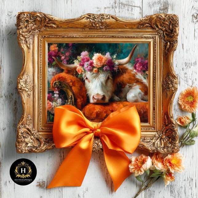 Orange Chaise Floral Cow Decoupage Seidenpapier (Von Creator hochgeladen)