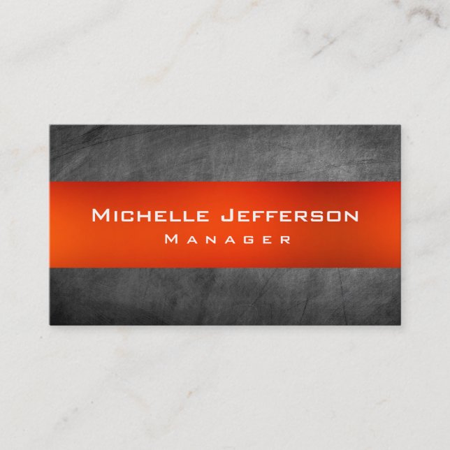 Orange Chalkboard Grau Manager Business Card Visitenkarte (Vorderseite)