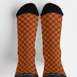 Orange Checked Hand Stricklook - eigener Name/Text Socken