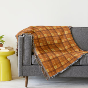 Orange Checked Tartan Print, Decke