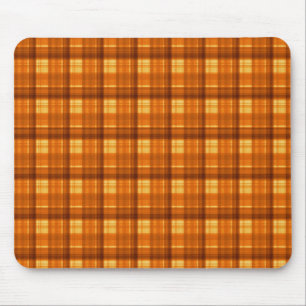 Orange Checked Tartan Print, Mousepad