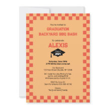 Orange Checkerboard Backyard Graduation Party