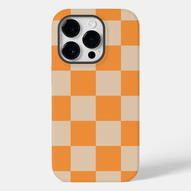 Orange Checkered Gingham Pattern Case-Mate iPhone Hülle (Rückseite)