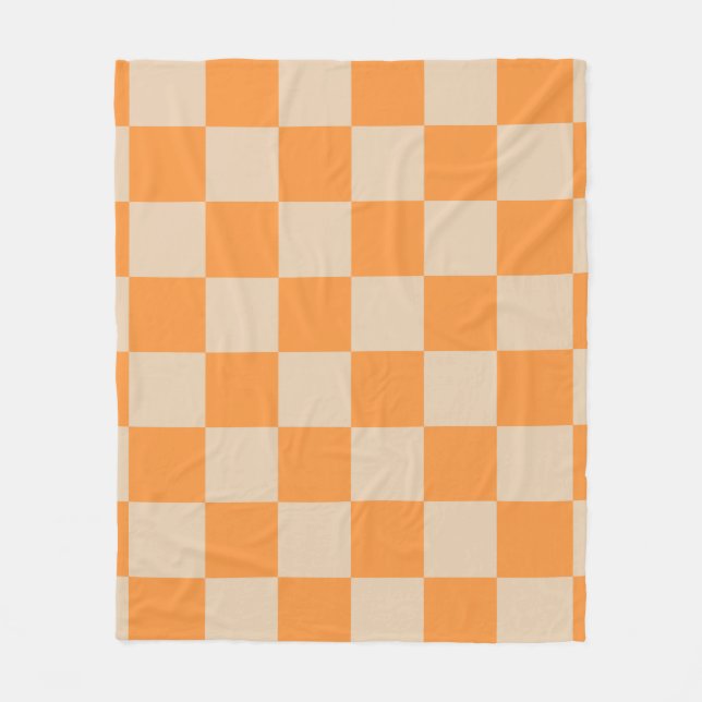 Orange Checkered Gingham Pattern Fleecedecke (Vorderseite)