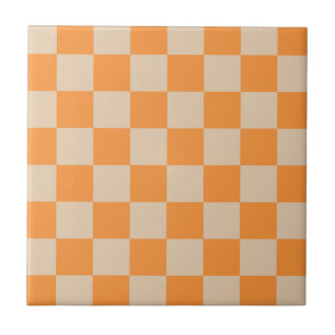 Orange Checkered Gingham Pattern Fliese