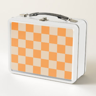Orange Checkered Gingham Pattern Metall Brotdose
