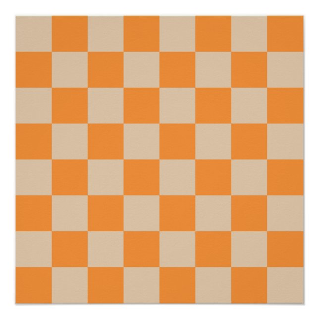 Orange Checkered Gingham Pattern Poster (Vorderseite)