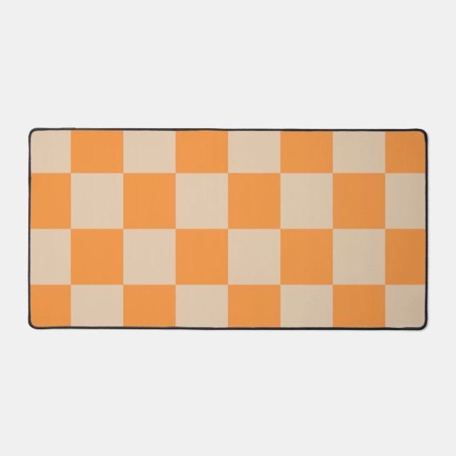 Orange Checkered Gingham Pattern Schreibtischunterlage (Vorderseite)