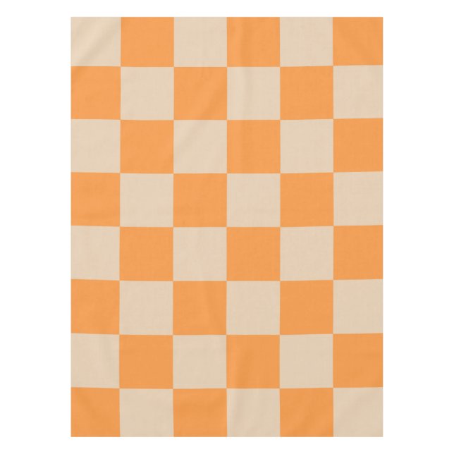 Orange Checkered Gingham Pattern Tischdecke (Vorderseite)