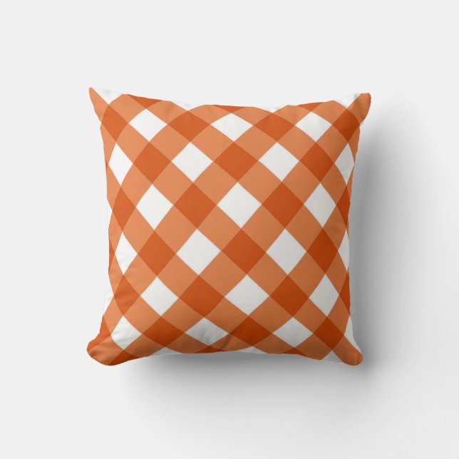 Orange Checkered Kissen (Vorderseite)