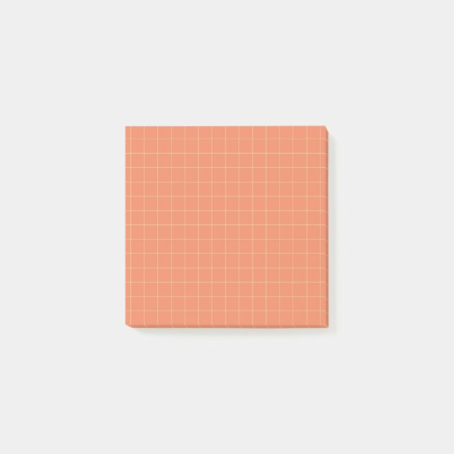 Orange Checkered Pattern Bold Grid Design Office Post-it Klebezettel (Vorderseite)