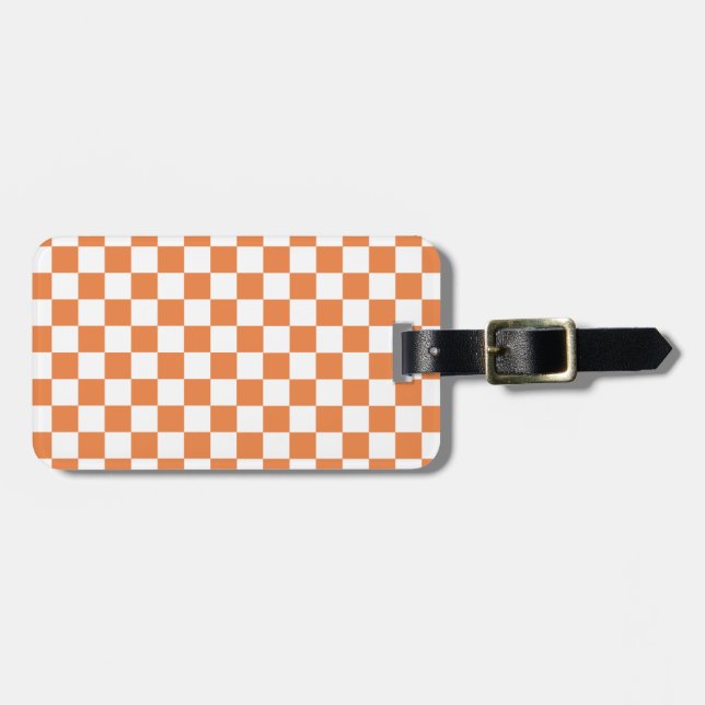 Orange Checkered Pattern Gepäckanhänger (Vorderseite horizontal)