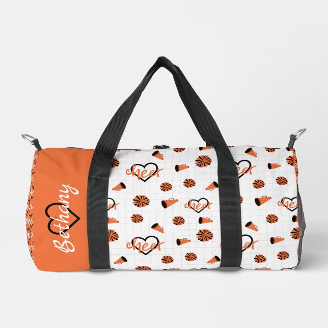 Orange Cheer Hearts, Pom Poms, Megaphone Muster Duffle Bag (Vorderseite)