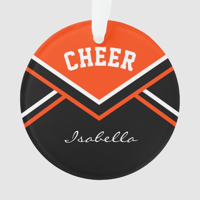 Orange Cheerleader 📣 💖 Cheer Ornament (Vorderseite)