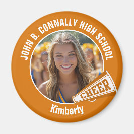 Orange Cheerleader Foto High School Spirit Cheer Magnet