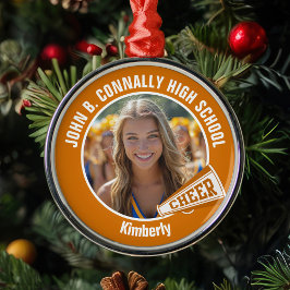 Orange Cheerleader Foto High School Weihnachten Ornament Aus Metall