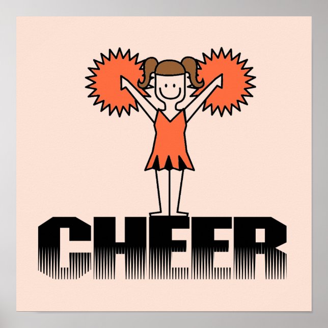 Orange Cheerleader T - Shirt und Geschenke Poster (Vorne)