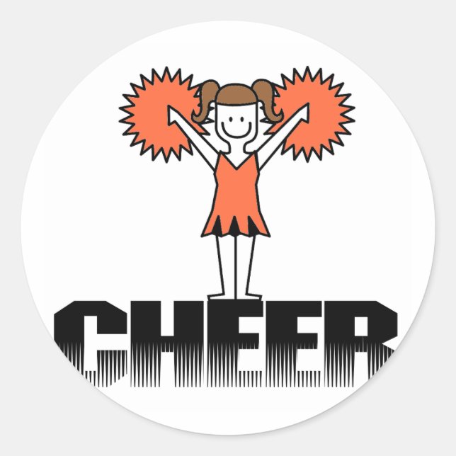 Orange Cheerleader T - Shirt und Geschenke Runder Aufkleber (Vorderseite)
