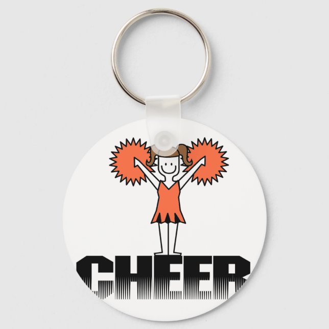 Orange Cheerleader T - Shirt und Geschenke Schlüsselanhänger (Vorderseite)