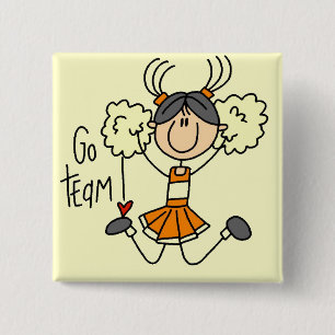 Orange Cheerleader T-Shirts und Geschenke Button