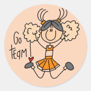 Orange Cheerleader T-Shirts und Geschenke Runder Aufkleber