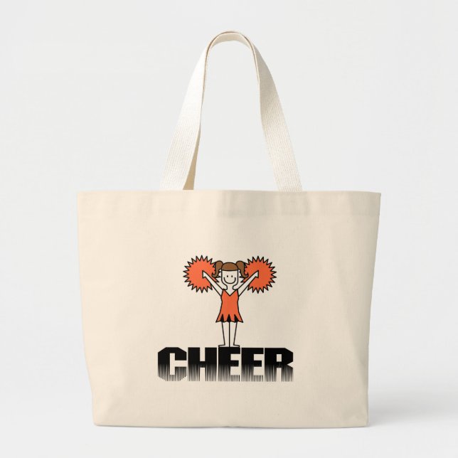 Orange Cheerleading T - Shirts und Geschenke Jumbo Stoffbeutel (Vorne)