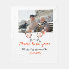 Orange cheers to 60 years anniversary wedding  fleecedecke