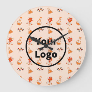 Orange chemical business pattern große wanduhr