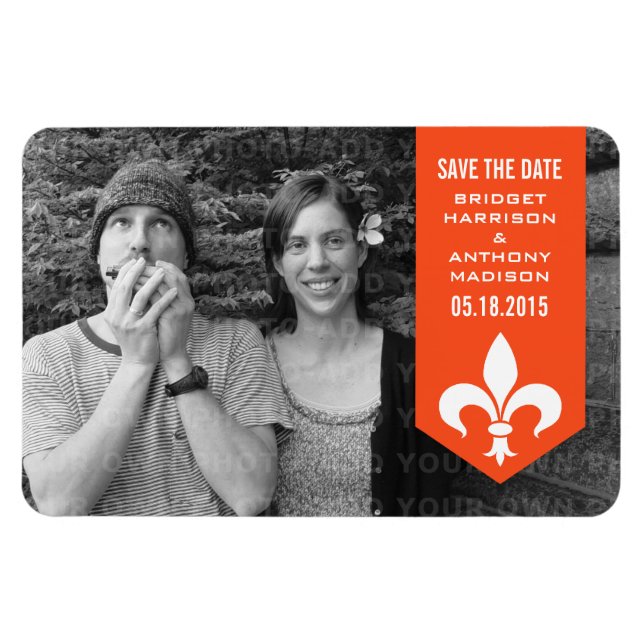 Orange Chic Blühend Banner Speichern Sie das Datum Magnet (Horizontal)