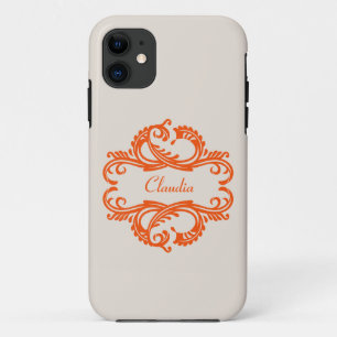 Orange Chic Damask BT iPhone 5 Fall 11 Hülle