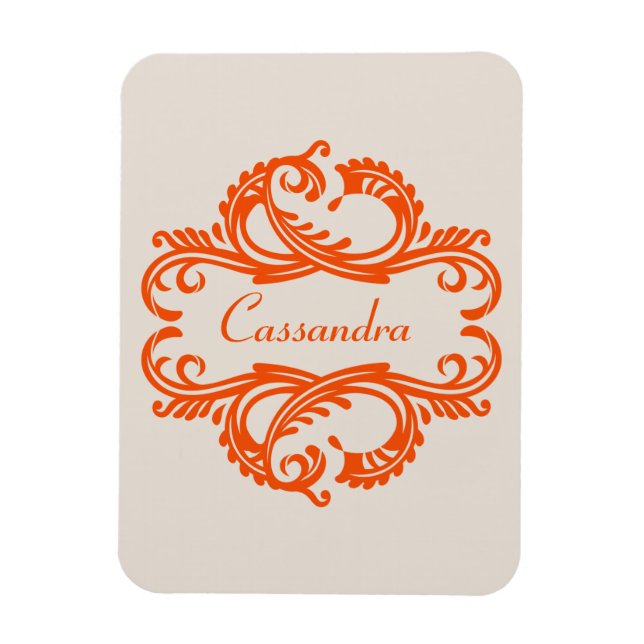 Orange Chic Damask Premium Magnet (Vertikal)