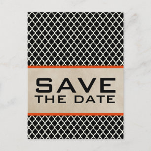 Orange Chic Quatrefolie Save the Date Postkarte