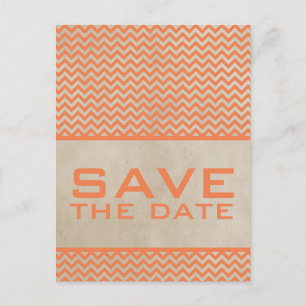 Orange Chic Zickzack Save the Date Postkarte