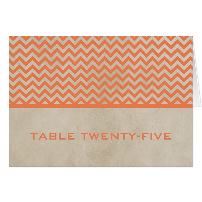 Orange Chic Zickzack Tischnummer Card (Vorderseite (Horizontal))