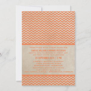 Orange Chic Zickzack Wedding Einladung