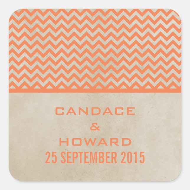 Orange Chic Zickzack Wedding Stickers (Vorderseite)