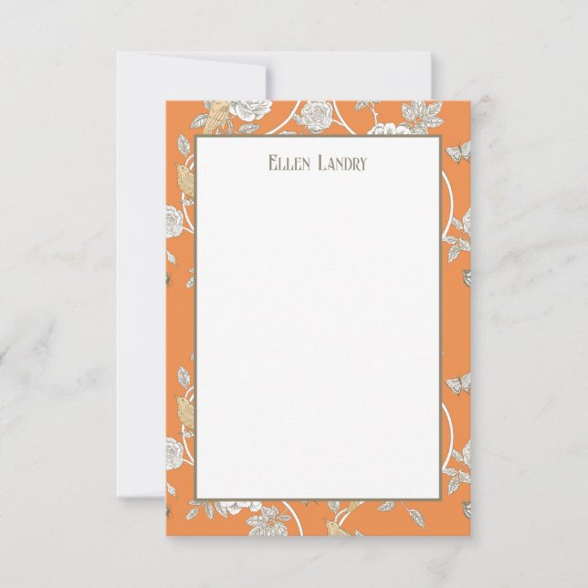 Orange Chinoiserie Blume Dankeskarte (Vorderseite)