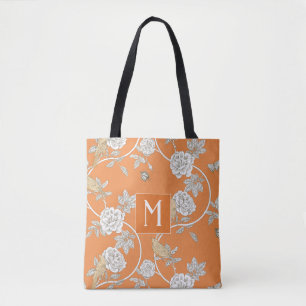 Orange Chinoiserie Floral Monogram