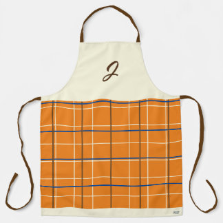 Orange Chocolate Cream Grid Boho Muster Monogram Schürze
