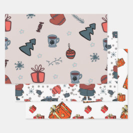 Orange Christmas Wrapping Paper Sheet Geschenkpapier Set