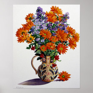 Orange Chrysanthemen Poster