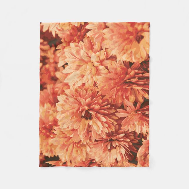 Orange Chrysanthemum Blanket Fleecedecke (Vorderseite)