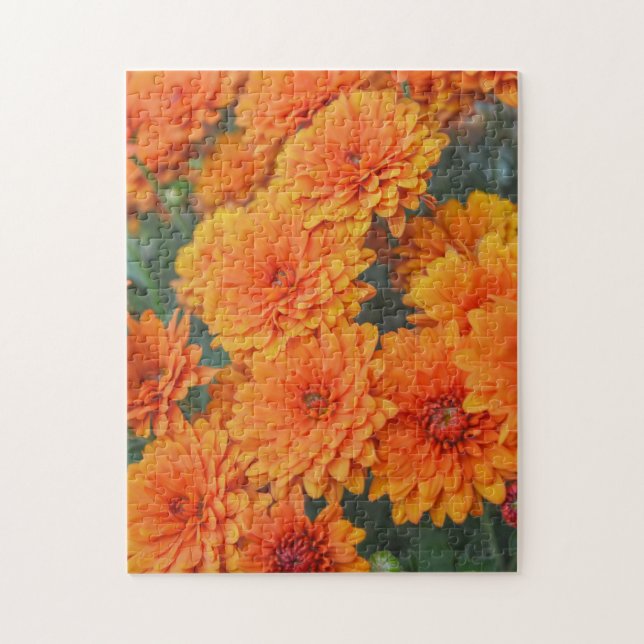 Orange Chrysanthemum Flower Garden Art Puzzle (Vertikal)