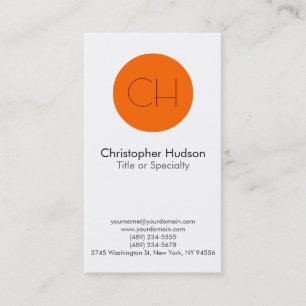 Orange Circle White Monogram Business Card Visitenkarte