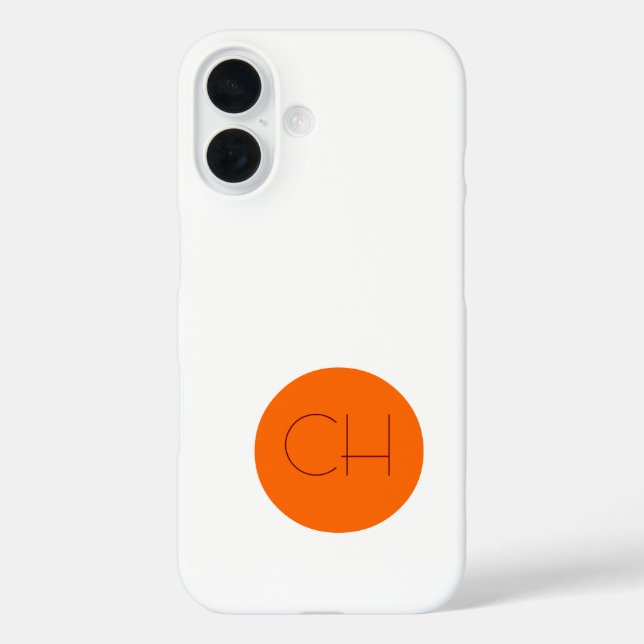 Orange Circle White Monogram Case-Mate iPhone Hülle (Rückseite)